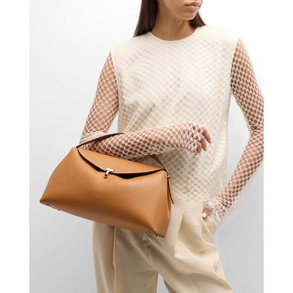 Toteme T-Lock Top Handle Bag in Pebble Grain Leather - L Tan - Picture 4 of 6